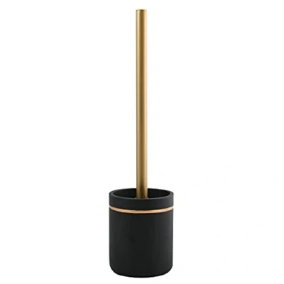 Image of Spirella Bly brush toilet set made of polyresin matt black gold, Resin, Moyen