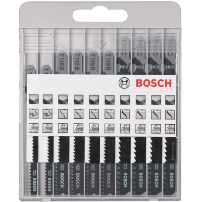 Image of Bosch Professional 2607010629 10 Piece Basic for Wood Jigsaw Blade Set (for Wood, Accessories Jigsaws) , 45cm x 40cm 25cm