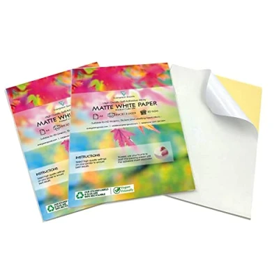 Image of Evergreen Goods 500 Sheets A4 White Matte Sticker Paper Inkjet &amp; Laser Printable Self Adhesive Sticky Back Label Create Product Labels for Arts Crafts