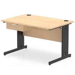 Image of Impulse 1200x800 Desk Maple/Black Cable Managed Leg 1 Dr Fixed Ped