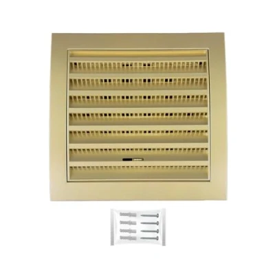 Image of H&amp;C Vent Gold Ventilation Grille with Connector, Slider, Insect protection 7,5 x 7,5Inch / 190 190mm │ Cover Extractor Air Covers for Inside Outside Pipe Wall Door Window