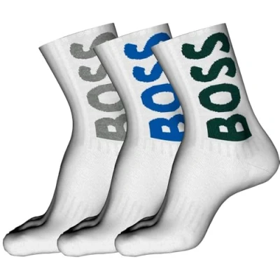 Image of BOSS Men&#039;s 3P QS Rib Logo CC Short_Socks, Open Miscellaneous960, 43 46