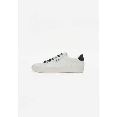 Image of HUGO Morrie Trainers, Women&#039;s, Size: 8, White/blue Leather and textile