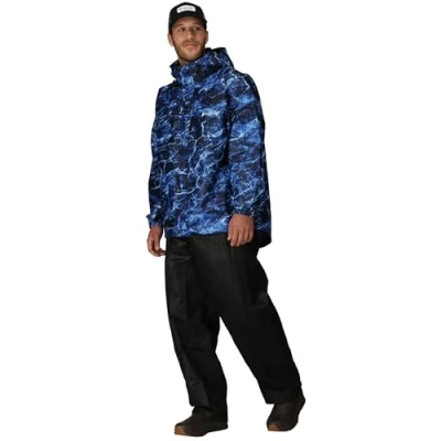 Image of FROGG TOGGS Men&#039;s Standard Classic All Sport Waterproof Breathable Rain Suit, Mo Blue Marlin/Black, X Large