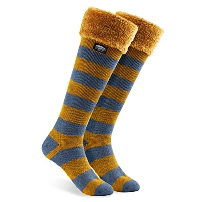 Image of CityComfort Slipper Socks for Women Non Slip Long Fluffy (Yellow/Grey)
