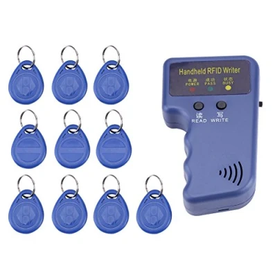 Image of RFID Writer/Copier/Reader/Duplicator, 125KHz Portable Handheld with 10pcs ID Tags Blue