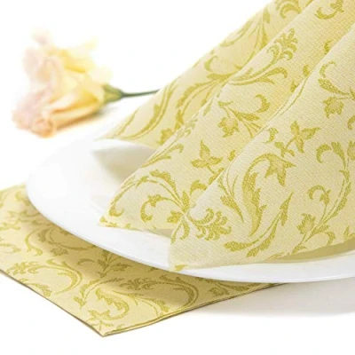 Image of PAPSTAR, Royal Collection #85000 Serviettes 1/4 Fold 40 cm x Lime Green Damascato