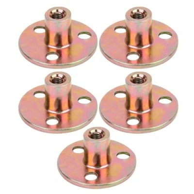Image of 5Pcs Flange Nuts, M6 M8 M10 Galvanized Iron Smooth Surface T Nut 3 Hole Tee Round Base for Fixing Connection Furniture (M8)