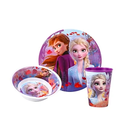 Image of Disney Frozen Kids Childrens BPA Free 3pcs Breakfast Lunch Dinner Set Plate, Bowl &amp; Cup