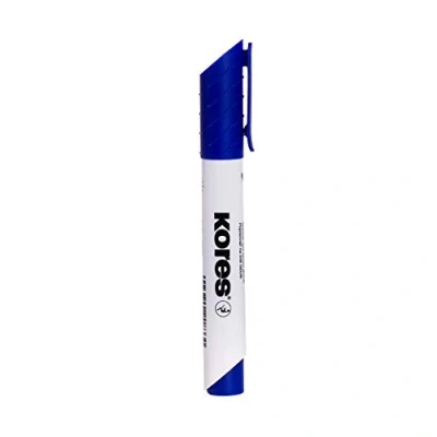 Image of Kores Blue Whiteboard Marker Pens K XW2, Chisel Tip with Low Odour Ink Dry Wipe School Supplies, Office Supplies Pack of 12