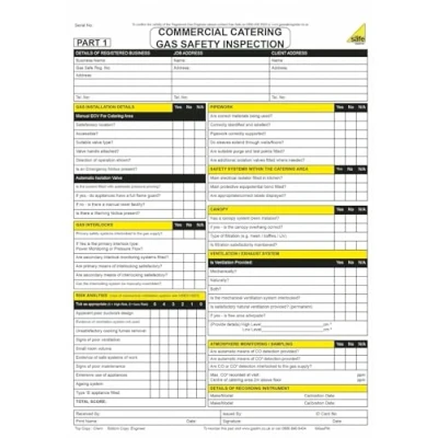 Image of GAS SAFE CERTIFICATE BOOK FOR COMMERCIAL CATERING INSPECTION PAD CP42