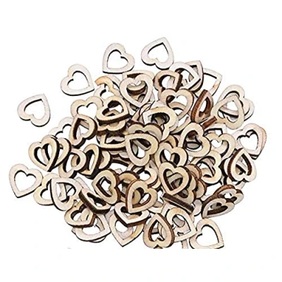 Image of 100pcs Wooden Heart Confetti Rustic Scatter Hearts Wedding Table Decoration Crafting