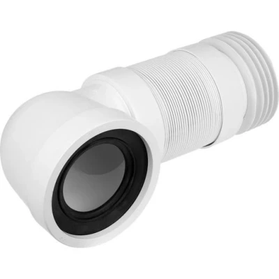 Image of McAlpine 90 Degree Flexible Tail Wc Connector White Con8F