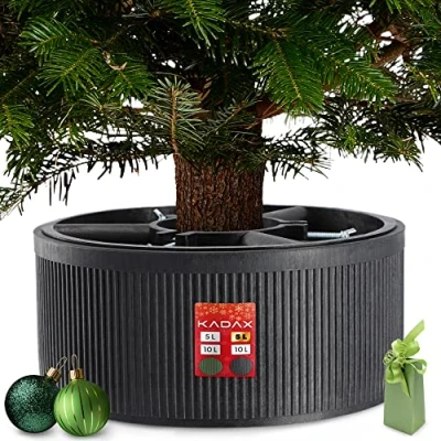 Image of KADAX Christmas Tree Stand, Plastic Holder for Holiday Tree, Sturdy Base with Water Reservoir Real Xmas Decorative Stand (Graphite, 5L)
