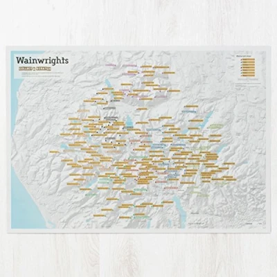 Image of Maps International Wainwright Summits Collect&amp;Scratch Off Lake District Print For Walkers 59 x 42 cm