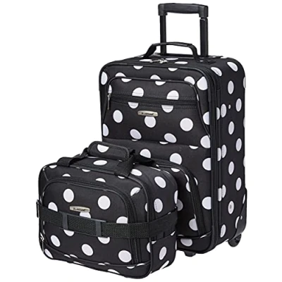 Image of Rockland Fashion Softside Luggage Set, Mulpinkdot, 48 in, Suitcase set