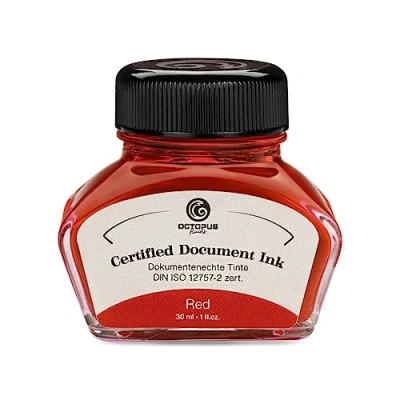 Image of Octopus Fluids Document Ink Red, Indelible Ink, Certified According to DIN ISO 12757 2, 30 ml
