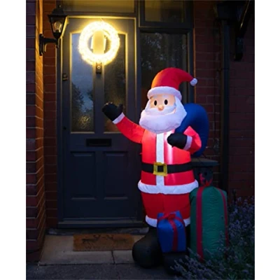 Image of St Helens Home &amp; Garden Inflatable Father Christmas with Presents and LED Lights 150cm Height