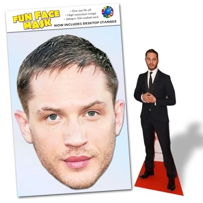 Image of 1 x Tom Hardy Ready To Wear Celebrity Face Mask Includes Freestanding 20cm Desktop Standee Card Cutout H