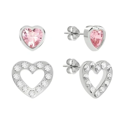 Image of RADLEY Womens Sterling Silver Heart Twin Pack Earrings RYJ1177, Multi Colour, One Size