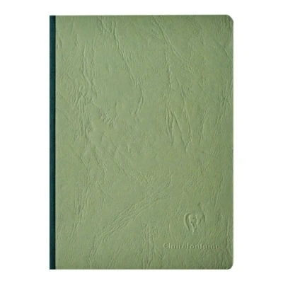 Image of Clairefontaine Ref 795463C Age Bag Clothbound Notebook (192 Pages) A5 Size, Lined Rulings, 90gsm Brushed Vellum Paper Green Leather Effect Cover