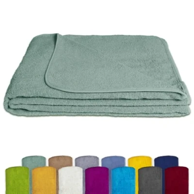 Image of KiGATEX Terry Cloth Blanket Made of 100% Cotton Summer Blanket, Bedspread, Bed Cover, Beach Towel Washable Oeko Tex Certified 150 x 200 cm Blue