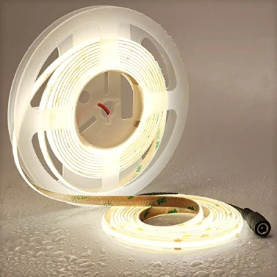 Image of TOPAI 24V COB LED Strip 5M Natural White 4000K Waterproof IP65 CRI&gt;90 Super Bright 4000Lm Self Adhesive 480LEDs/M Dotless Uniform for Room Cabinet Home DIY Lighting