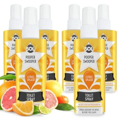 Image of 6pk SOL Pooper Swooper Toilet Spray 60ml Citrus Splash Fragrance Odour Masking Air Fresheners Poop Cleaning Products