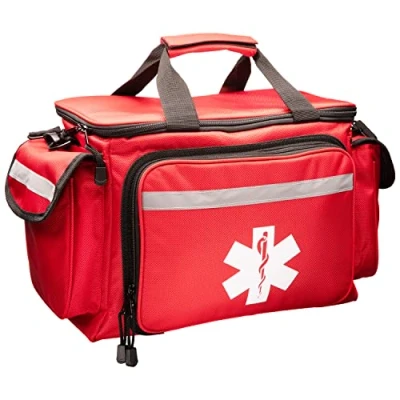 Image of NOVAMEDIC Professional Red Empty Trauma First Aid Medical Bag, 15&quot;x10&quot;x9&quot;, Multi Compartment Responder Carrier for EMT, Paramedics, Emergency and Supplies Kit