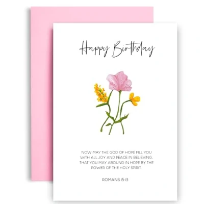 Image of Huxters Religious Birthday Card for Her Friend Female Romans 15 13 God Fill Joy Mum Sister Auntie Daughter In law 14.8cm