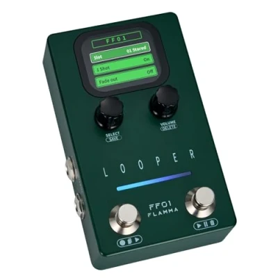 Image of FLAMMA Looper Guitar Pedal, FF01 Pedal with 40 Slots 160 Mins Looping Time, Stereo Loop Pedals Screen for Electric Guitar/Bass, Fade Out, USB Data Management