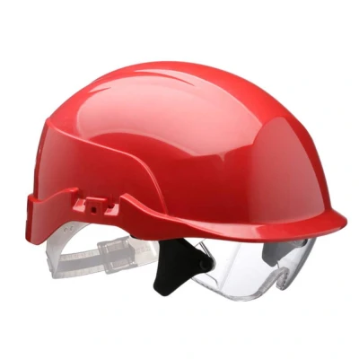 Image of Spectrum Safety Helmet Red C/W Integrated Eye Protection