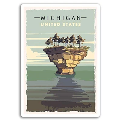 Image of 2 x 10cm Michigan America Vinyl Stickers USA Travel Sticker Laptop #17593 (10cm Tall)