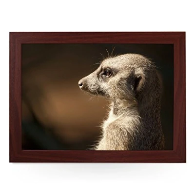 Image of Portable Lap Desk Tray (Meerkat) Handmade Wooden Frame, Beanbag Cushioned Bottom Computers, Laptops, Meals, Food L0053 Brown
