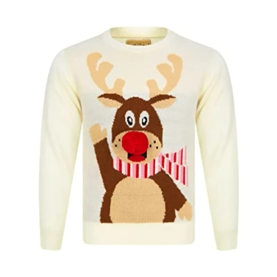 Image of Tokyo Laundry Girl&#039;s Waving Reindeer Pom Nose Novelty Christmas Jumper