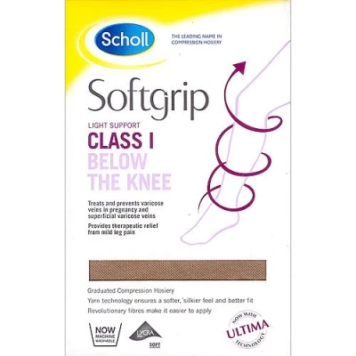 Image of Scholl Softgrip Ultima Class 1 Below The Knee Open Toe Stockings, Small, Natural (Pack Of 1)