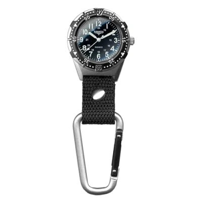 Image of Dakota Backpacker Clip, Clip Watch, Nylon Carabiner Strap, Lightweight Outdoor Gifts for Men and Women, Use Fishing, Hunting, Golf More, Tactical on Watch Black