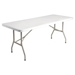 Image of Bolero PE Rectangular Folding Table White 6ft (Single)