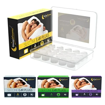 Image of Premium Ear Plugs for Sleeping (10 Pairs, White) Noise Cancelling Earplugs Peaceful &amp; Uninterrupted Sleep Soft Comfortable Silicone Work, Concerts Travel by SleepDreamz