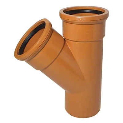Image of 45 Junction (Double Socket) 110mm Underground Drainage Pipe Fittings Bend Trap Gulley Socket Grid Coupler