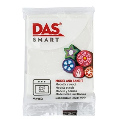 Image of DAS Smart Oven Bake Modelling 56g Clay, White Glitter, Ideal for Professionals and Hobbyists