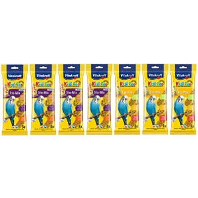 Image of VITAKRAFT TRIO MIXED VARIETY PACK BUDGIE KRACKER HANGING BIRD CAGE SEED STICK TREATS 7 6 FLAVOURS