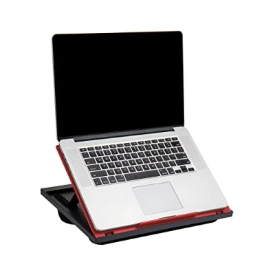 Image of Mind Reader Lap Desk Laptop Stand, Bed Tray, Collapsible, Cushion, Portable, Dorm, Plastic, 14.75&quot; L x 11&quot; W 7.3&quot; H, Red