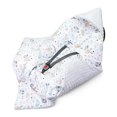 Image of baby cot Rail Protectors 90 x cm Crib Cover Guard for Bed footmuff blanket car Winter Owl Light Gray