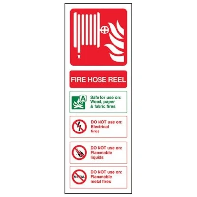 Image of V Safety Fire Hose Reel Id Extinguisher Sign 100mm x 280mm Self Adhesive Vinyl