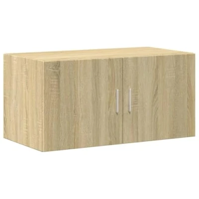 Image of vidaXL Wall Cabinet Sonoma Oak 80x42.5x40 cm Modern Finish, Engineered Wood Hanging Storage for Living Room, Bedroom, Garage