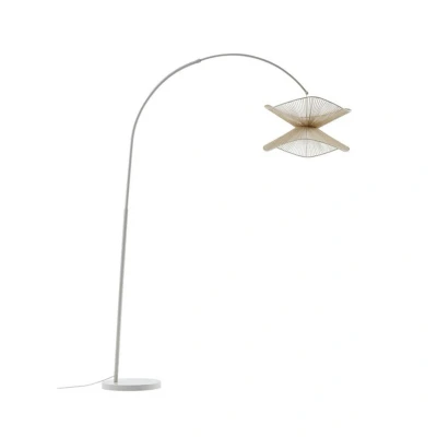 Image of Lindby bow lamp Valdorin, beige, paper, height 195 cm