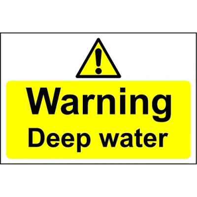 Image of Warning deep water sign 3mm Aluminium 300mm x 200mm