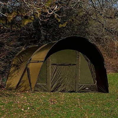 Image of XL Bivvy Shelter Domed with Hood Super Sized 2 Man 5000mm Waterproof PVC Groundsheet Heavy Duty Carp Fishing