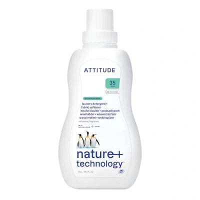 Image of ATTITUDE 2 in 1 Laundry Detergent and Fabric Softener, Plant Mineral Based Ingredients, HE, Vegan Household Products, Mountain Essentials, 35 Loads, 1.05 Litres